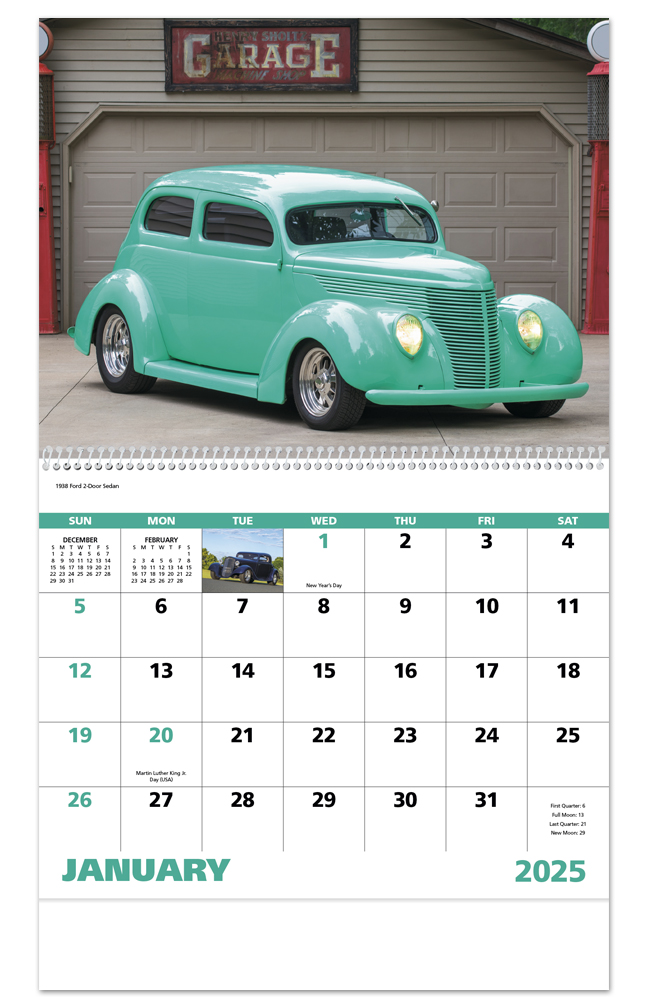 2025 Street Rods (Spiral) Calendar 11" X 19" Imprinted Spiral Bound