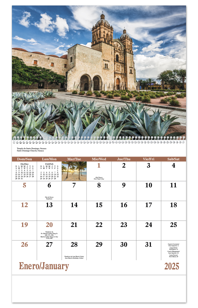 2025 Mexico II (Spiral) Calendar 11" X 19" Imprinted Spiral Bound