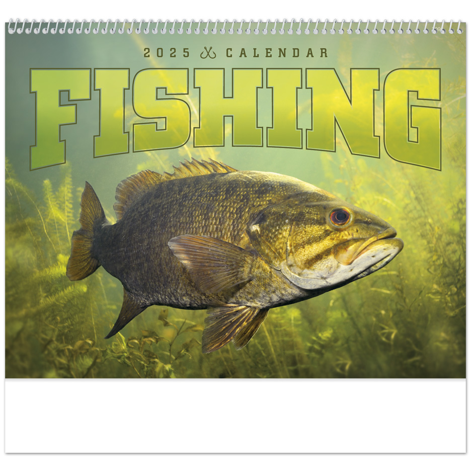 2025 Fishing (Spiral) Calendar  11" X 19" Imprinted Spiral Bound; Drop Ad Imprint Calendars