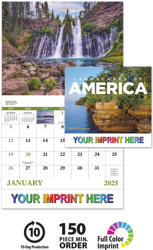 2024 Landscapes Of America Calendar | 11" X 19" Imprinted Staple Bound