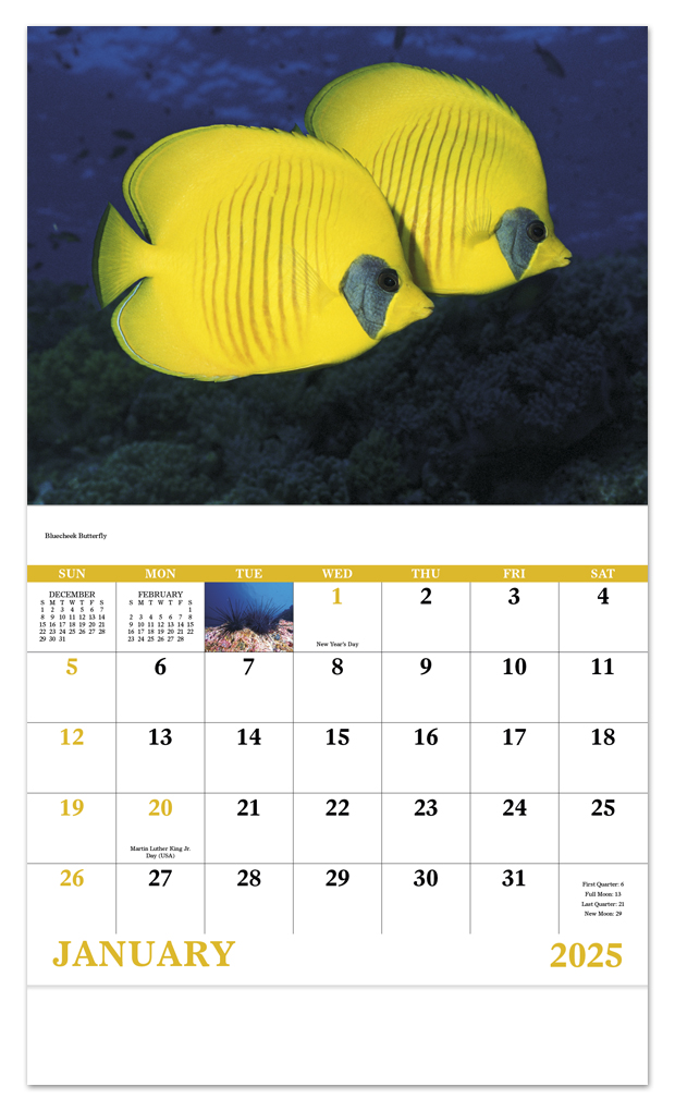 2024 Ocean Glory Calendar 11" X 19" Imprinted Staple Bound; Drop Ad