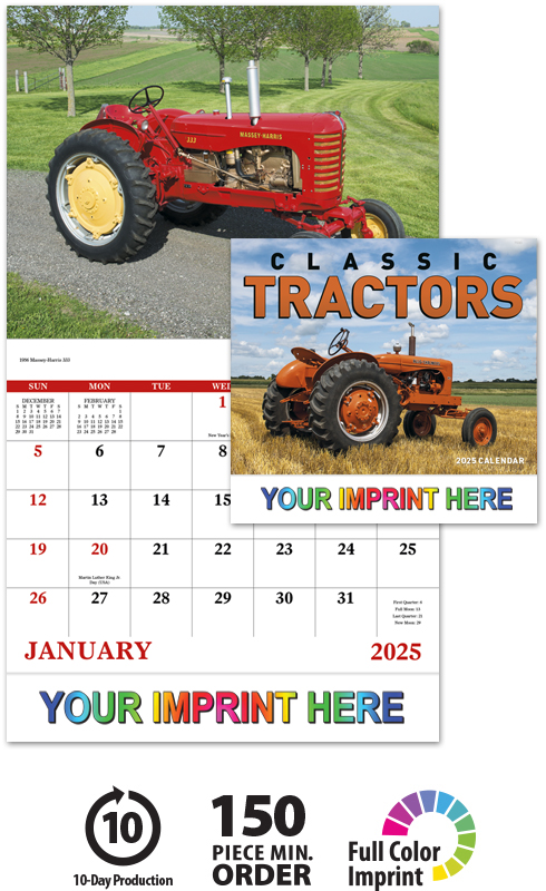 2025 Classic Tractor Calendar 11 quot X 19 quot Imprinted Staple Bound Drop