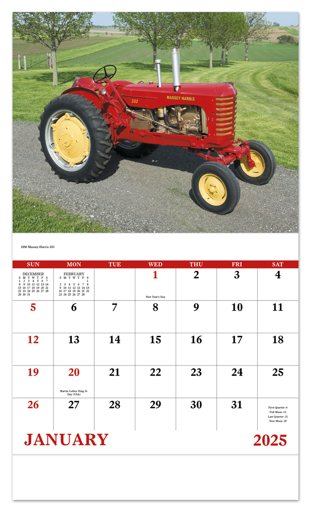 2024 Classic Tractor Calendar 11" X 19" Imprinted Staple Bound; Drop