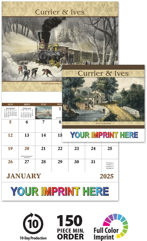 2024 Currier & Ives Calendar | 11" X 19" Imprinted Staple Bound; Drop