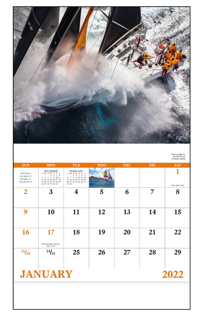 2020 Sailing Calendar | 11" X 19" Imprinted Staple Bound; Drop Ad