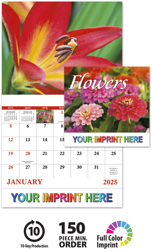 Flowers Wall Calendar | ValueCalendars.com