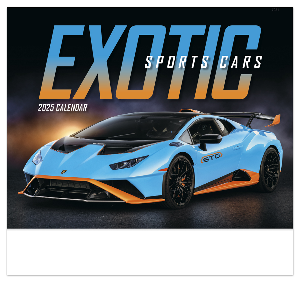 2025 Exotic Sports Cars Calendar 11 X 19 Imprinted Staple Bound