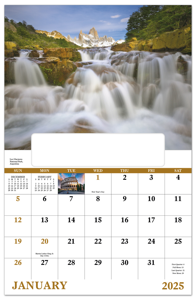 2025 Glorious Getaways (Window) Calendar  11" x 17 Imprinted Window; Center Imprint Calendars