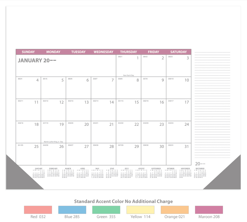 2019 Desk Pad 12Sheet DisplayAMonth (Memo) Calendar 22" x 17