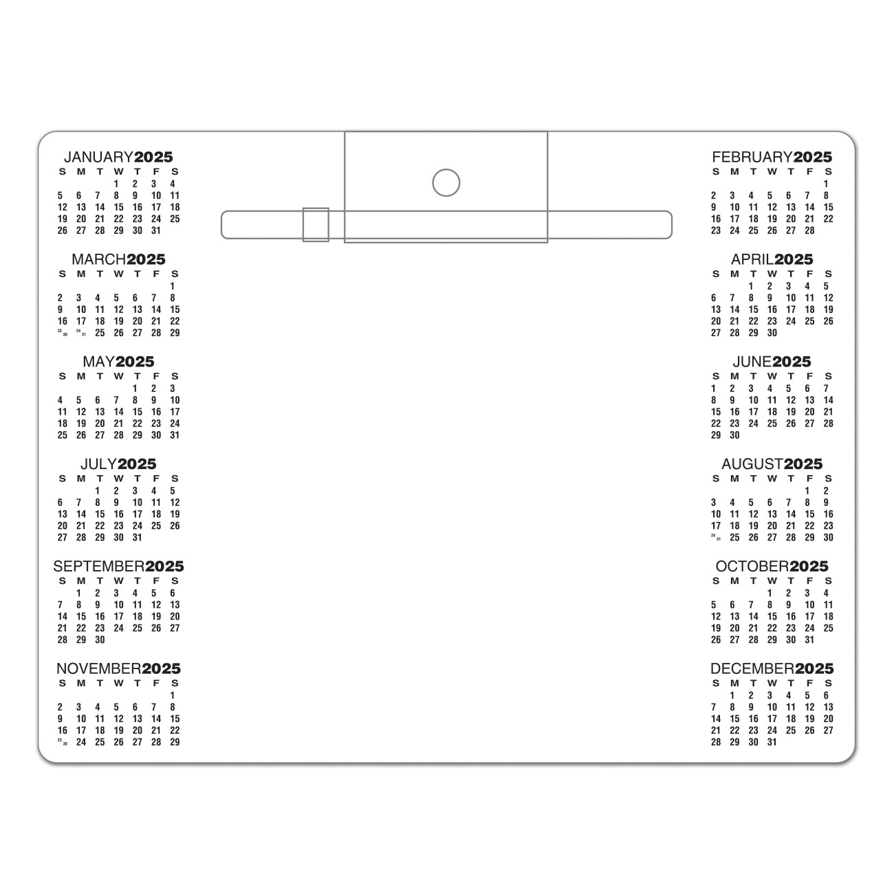 2025 Promotional Dry Erase Memo Board Calendars 8.5" x 11