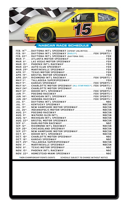 2017 Magnetic Nascar Racing Schedule (Large) Calendar | 4 ...