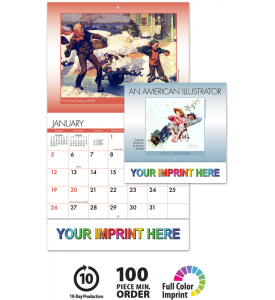 2025 American Illustrator Calendar  10-1/2" x 18-1/4" Custom Staple Bound; Drop Ad Imprint Wall 