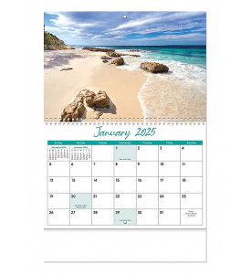 Beaches Spiral Wall Calendar | ValueCalendars.com