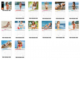 2025 Galleria Collection Swimsuit Models Calendar  10-5/8" x 18-1/2" Affordable Staple Bound 