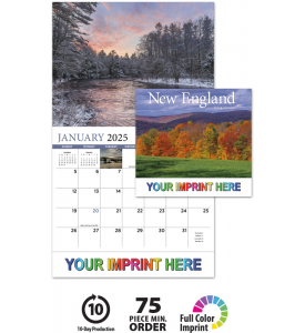2025 New England Promotional Wall Calendar 10 7/8 quot x 18 quot Staple Bound