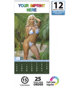 2021 Swimsuit Calendar | 9" x 19" Imprinted Spiral Bound; Non-Appt