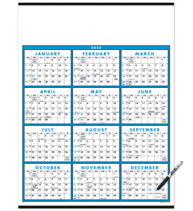 2025 Span-A-Year (Laminated) Calendar  22" x 29" Imprinted Full Year View Commercial Calendars